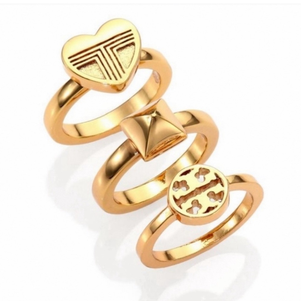 🆕 Authentic Tory Burch Stackable Gold Rings Band Ring Size 7 - Picture 7 of 8